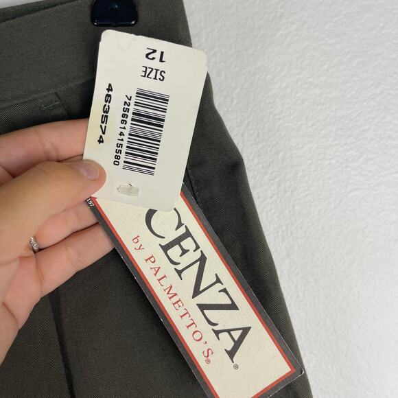 Vintage 90s Cenza Olive green Pleated Trouser Shorts Utility Women's 12 Fits 8 - Picture 7 of 11